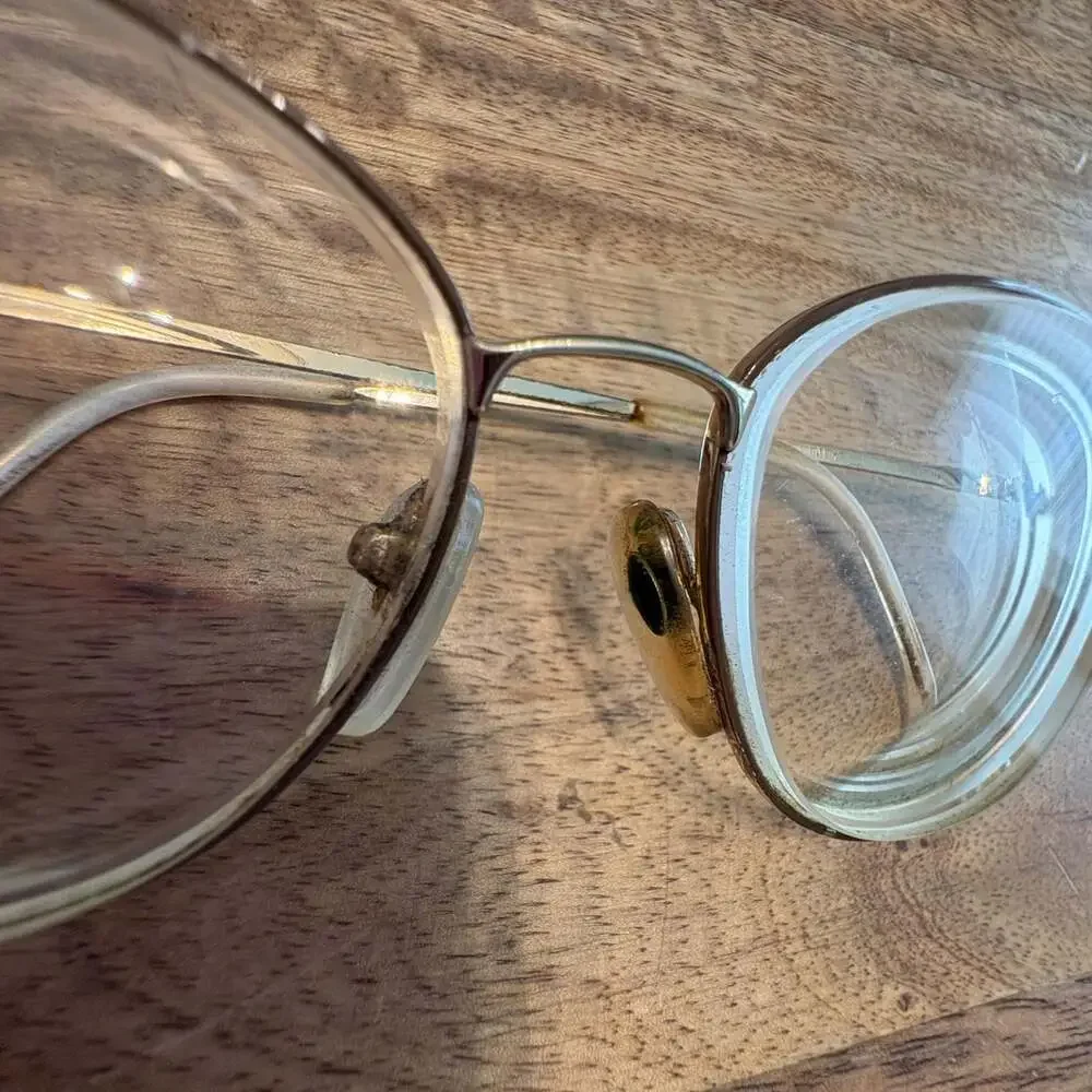 Vintage Elizabeth Arden 302 Gold Oversize Square Full Rim Eyeglasses Italy Women